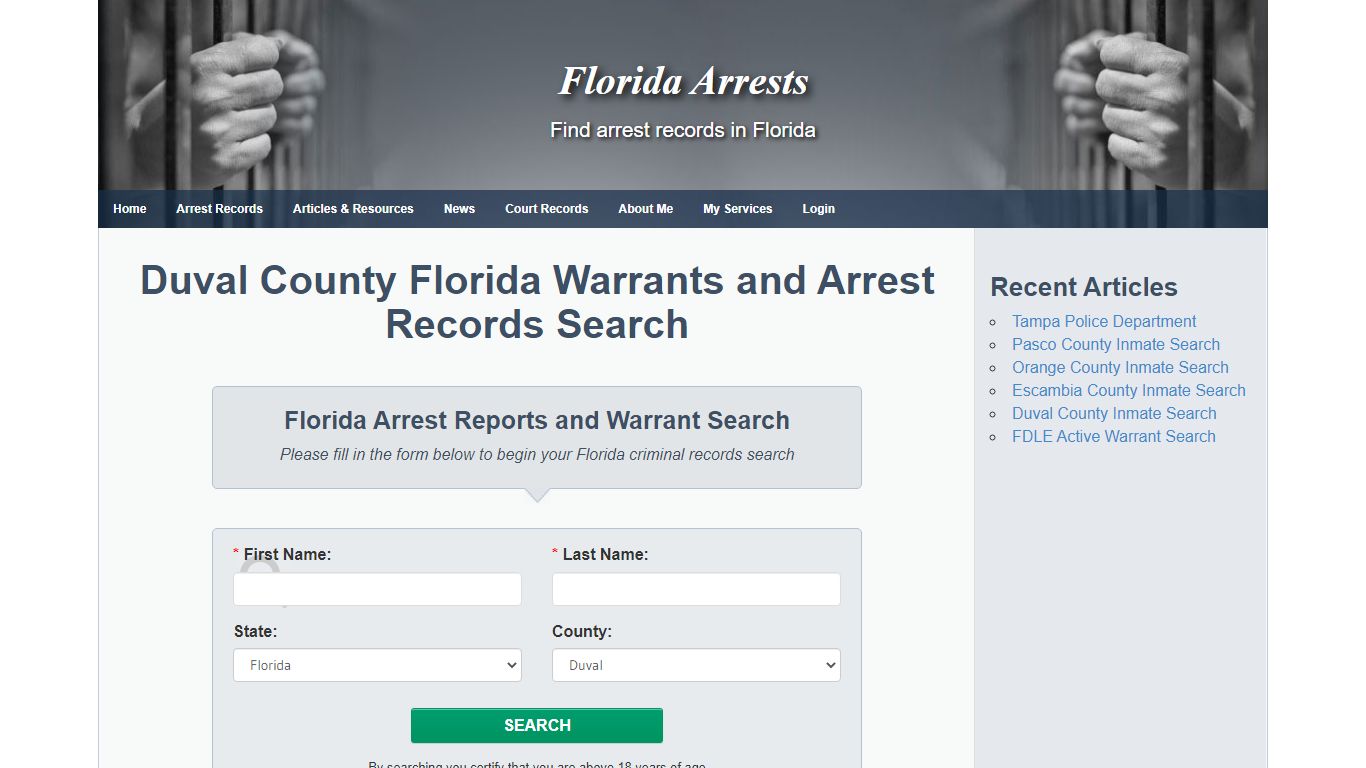 Duval County Florida Warrants and Arrest Records Search