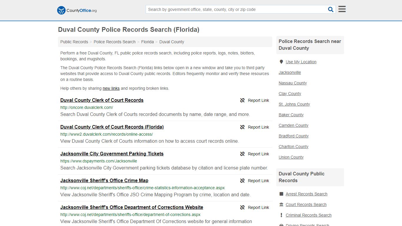 Police Records Search - Duval County, FL (Accidents & Arrest Records)